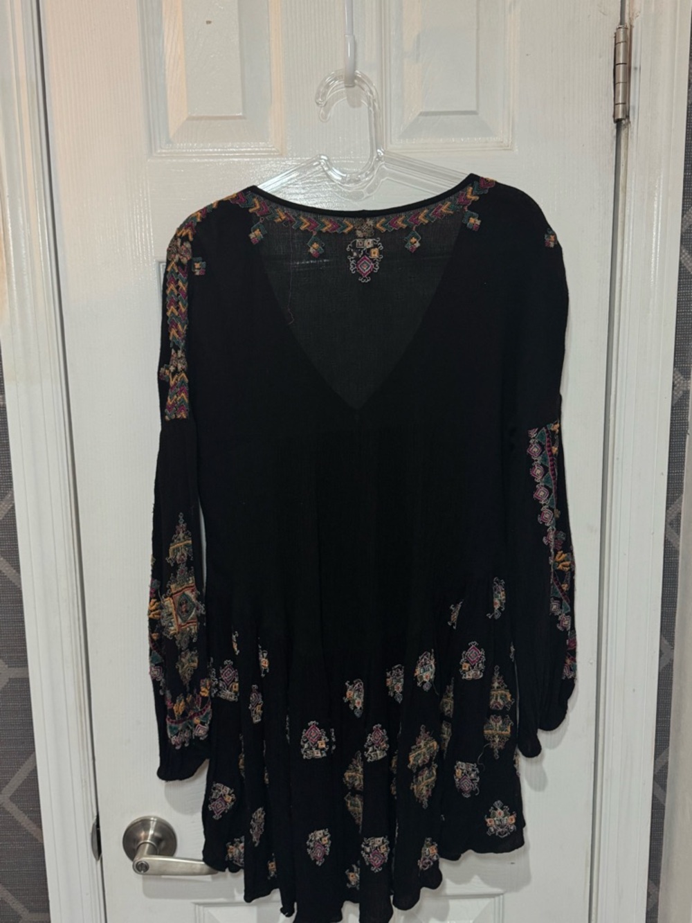 Free People Arianna Tunic embroidered blouse sleeves boho flowy top mini dress - Picture 6 of 7